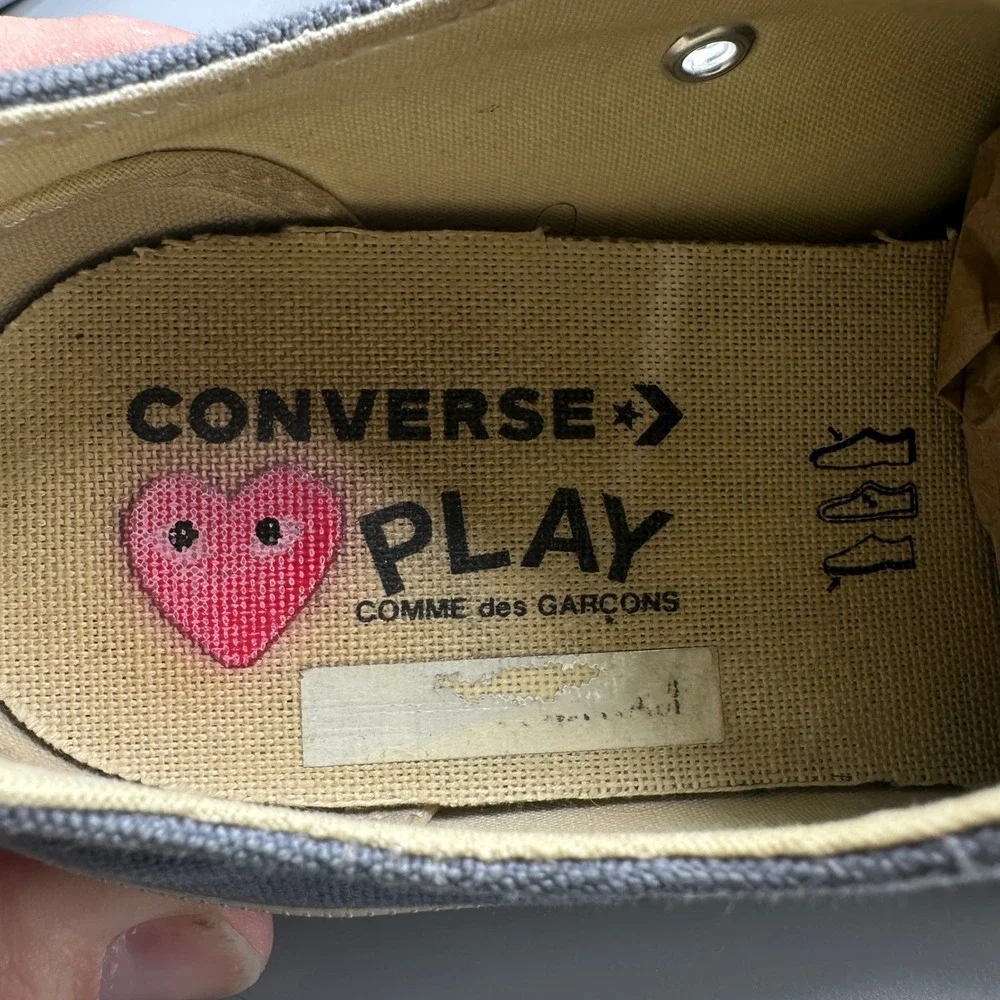 Comme des Garcons PLAY Converse Chuck 70 Low Grey Heart Sneakers Womens 8 Mens 6